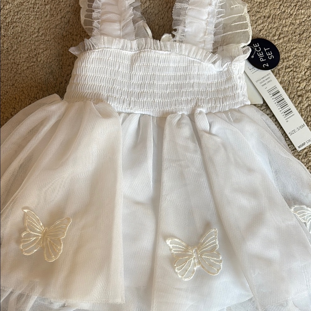 White Dress with Butterfly Embroidery